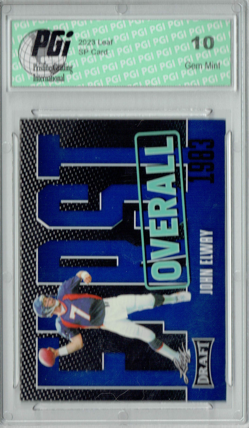 John Elway Trading Card PGI 10 Gem Mint Football Card 2023 Leaf Football #4 Blue SP First Overall