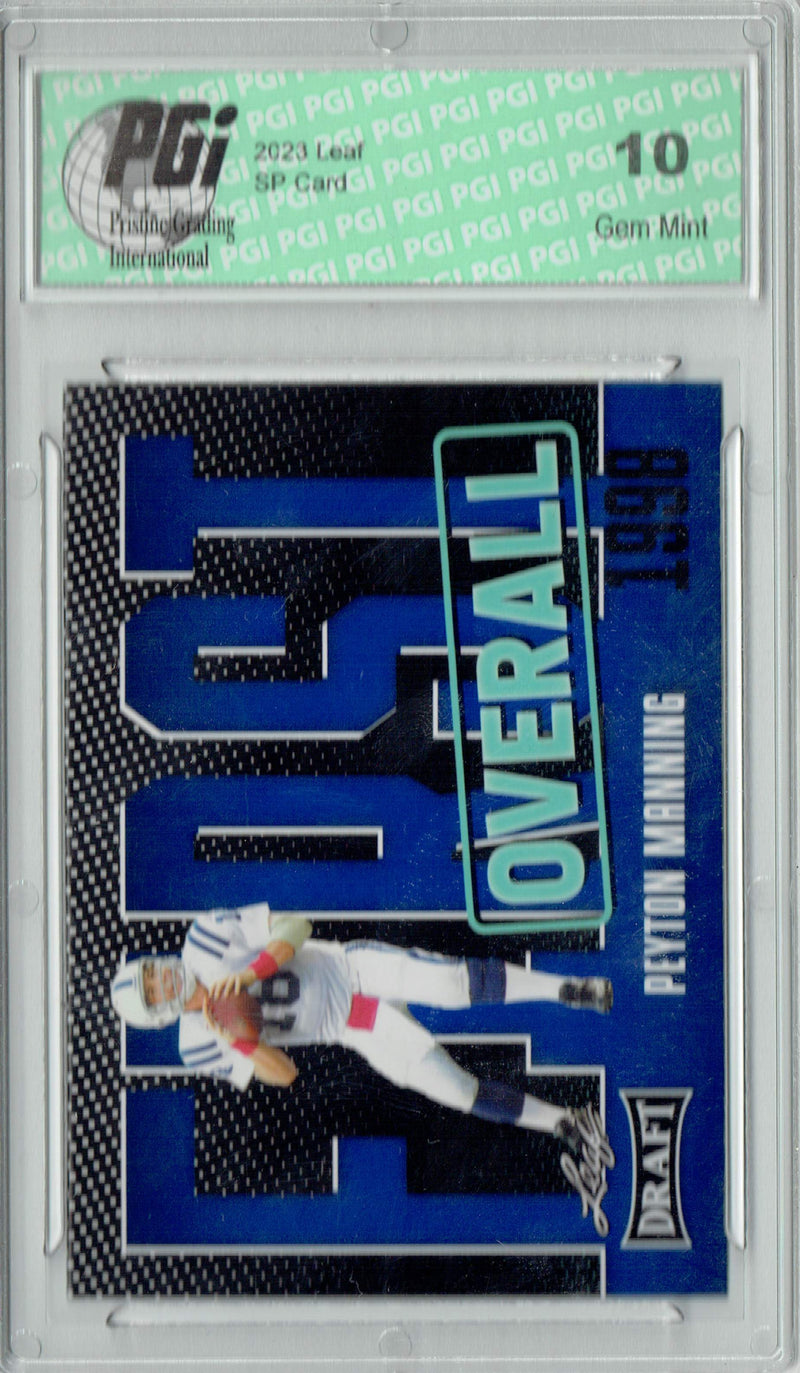 Peyton Manning Trading Card PGI 10 Gem Mint Football Card 2023 Leaf Football #8 Blue SP First Overall