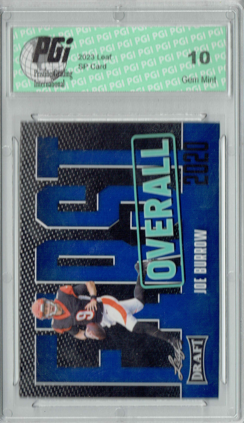 Joe Burrow Trading Card PGI 10 Gem Mint Football Card 2023 Leaf Football #10 Blue SP First Overall