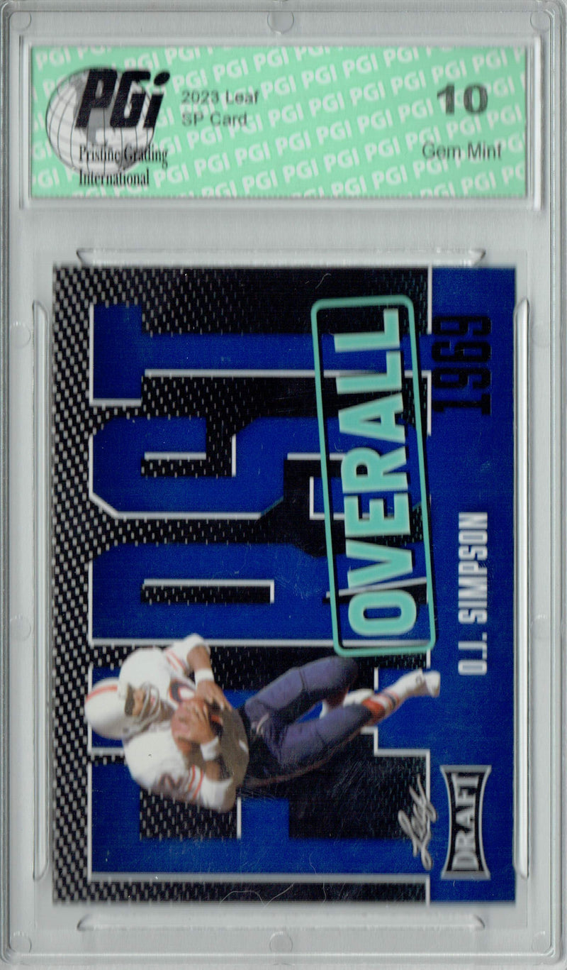 O.J. Simpson Trading Card PGI 10 Gem Mint Football Card 2023 Leaf Football #1 Blue SP First Overall