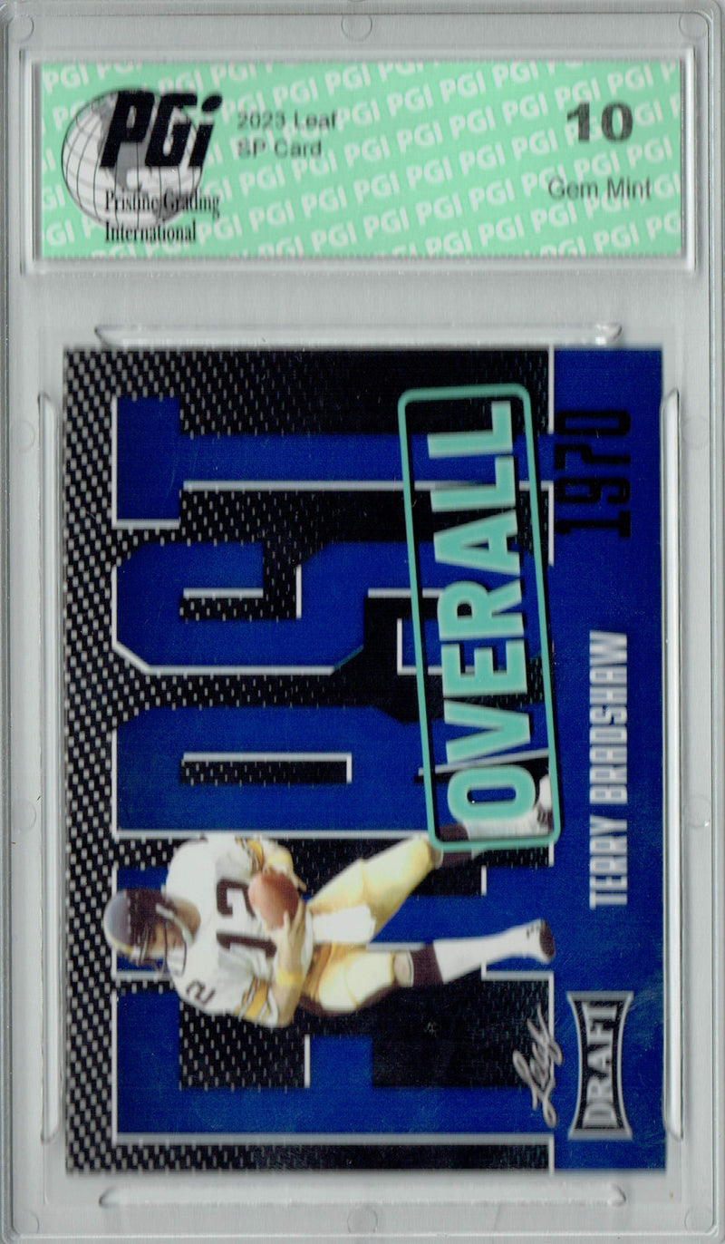 Terry Bradshaw Trading Card PGI 10 Gem Mint Football Card 2023 Leaf Football #2 Blue SP First Overall