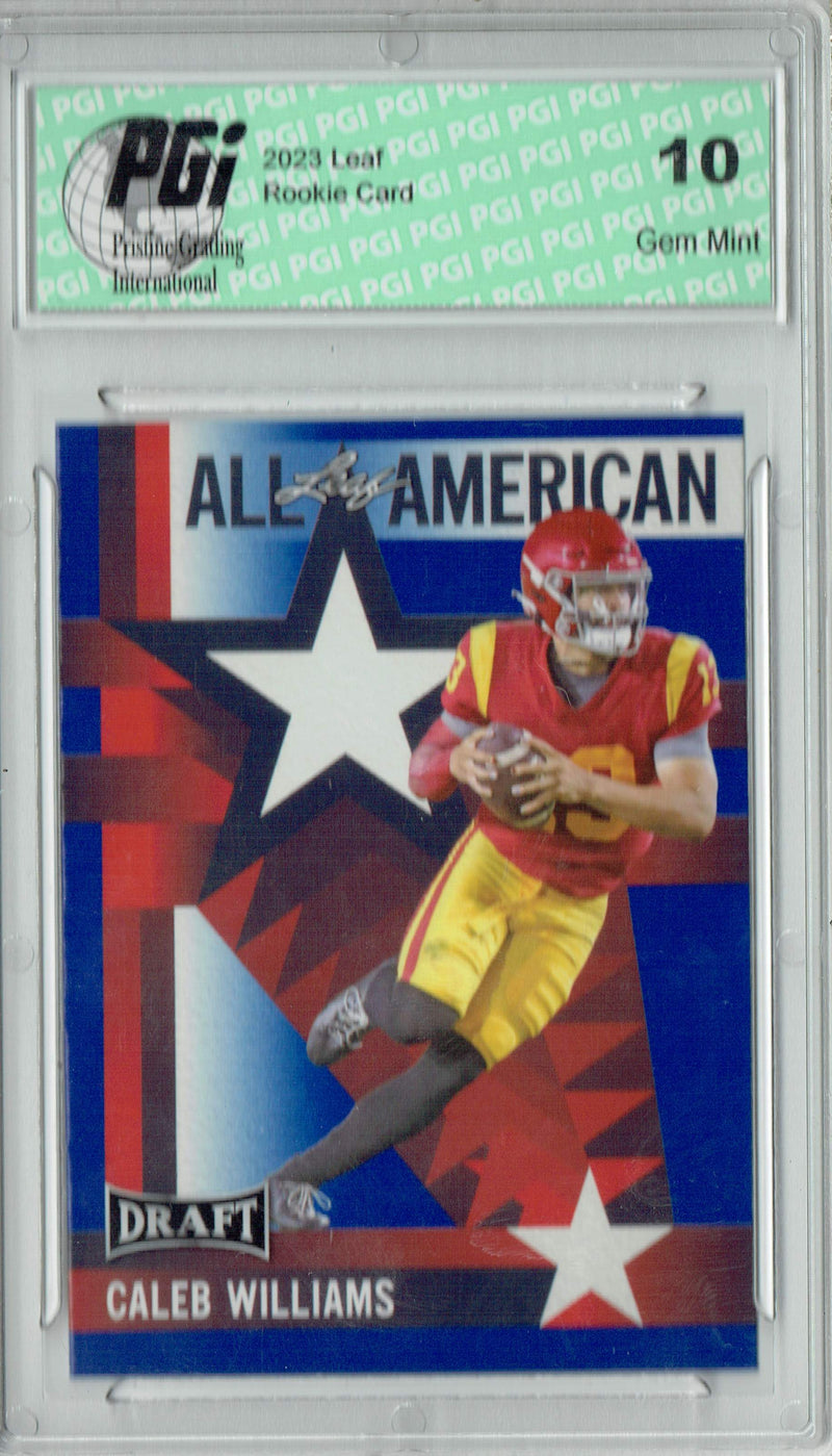 Caleb Williams Rookie Card USC / Chicago PGI 10 Gem Mint Football Trading Card 2023 Leaf Football #11 Blue SP All-American