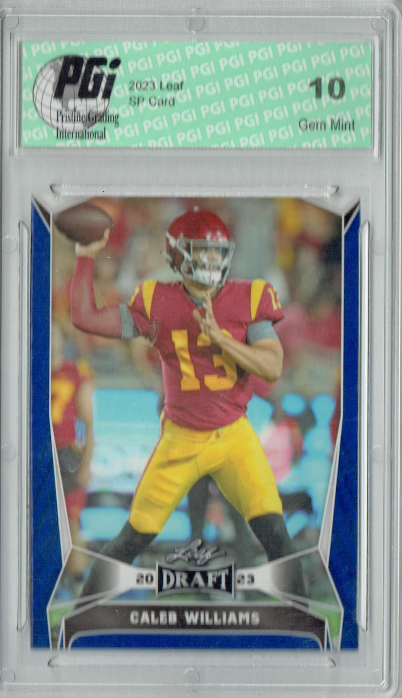 Caleb Williams Rookie Card USC / Chicago PGI 10 Gem Mint Football Trading Card 2023 Leaf Football #20 Blue Short Print