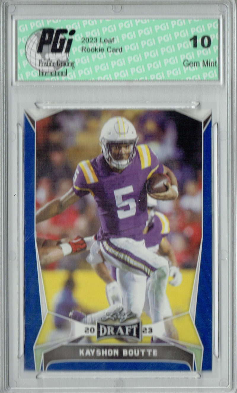 Kayshon Boutte 2023 Leaf Football #23 Blue Short Print Rookie Card PGI 10