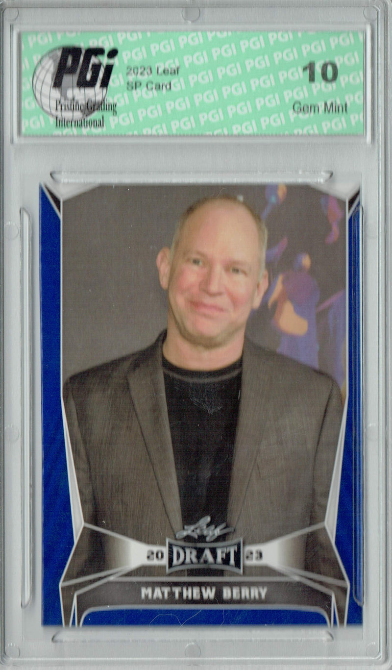 Matthew Berry 2023 Leaf Football #24 Blue SP Fantasy Trading Card PGI 10