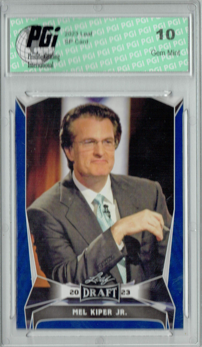 Mel Kiper Jr. Trading Card PGI 10 Gem Mint Football Card 2023 Leaf Football #25 Blue SP Fantasy