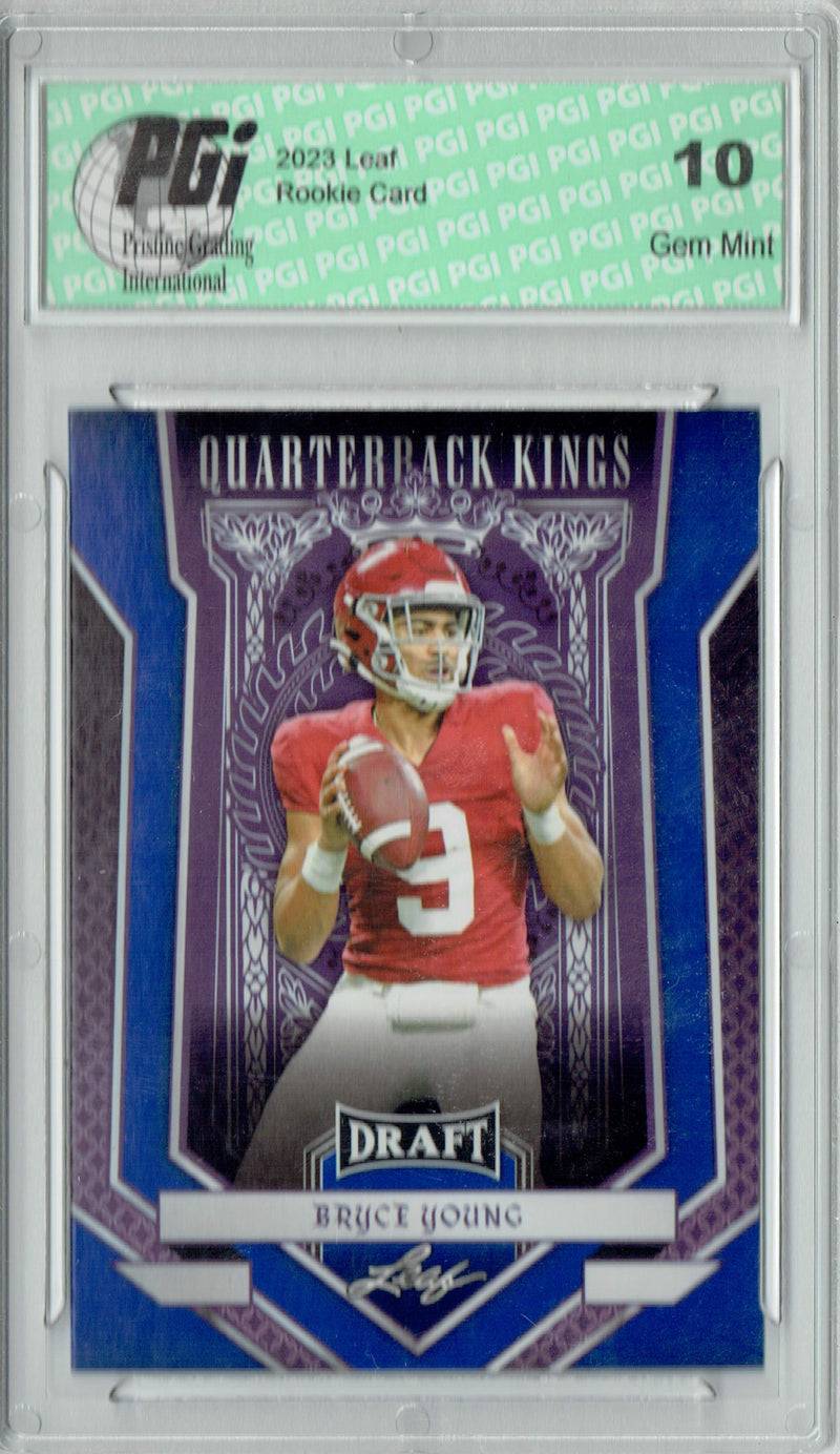 Bryce Young Rookie Card Carolina PGI 10 Gem Mint Football Trading Card 2023 Leaf Football #89 Blue Quarterback Kings