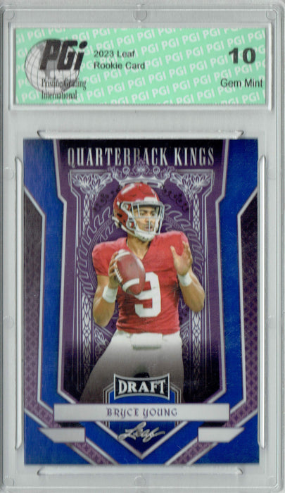 Bryce Young 2023 Leaf Football #89 Blue Quarterback Kings Rookie Card PGI 10