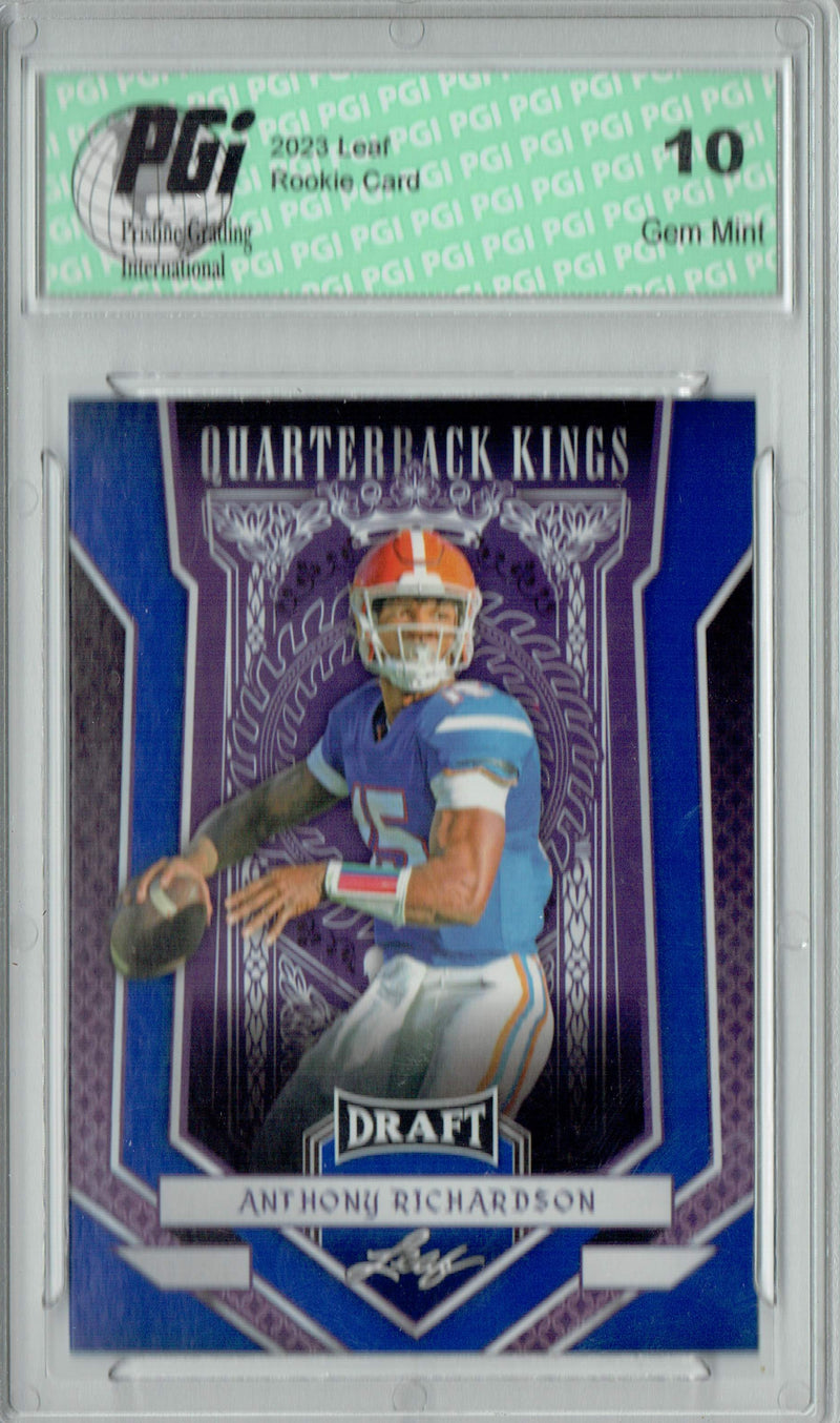 Anthony Richardson Rookie Card Indianapolis PGI 10 Gem Mint Football Trading Card 2023 Leaf Football #88 Blue QB Kings