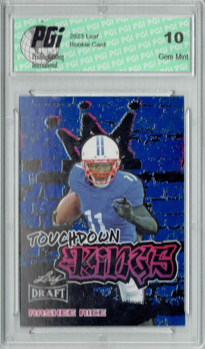 Rashee Rice 2023 Leaf Football #100 Blue Touchdown Kings Rookie Card PGI 10