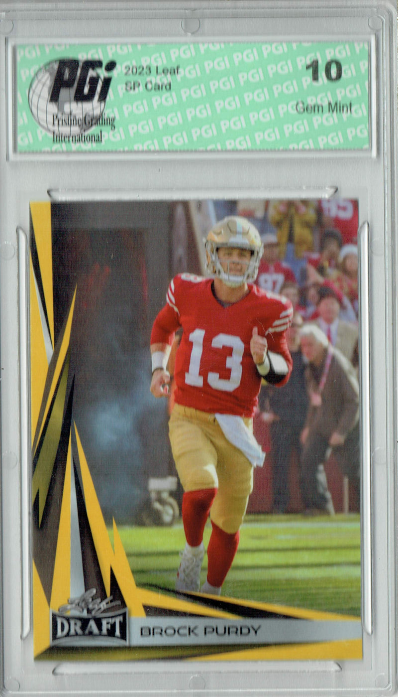 Brock Prdy Trading Card PGI 10 Gem Mint Football Card 2023 Leaf Football #B2-1 Gold SP Special Edition