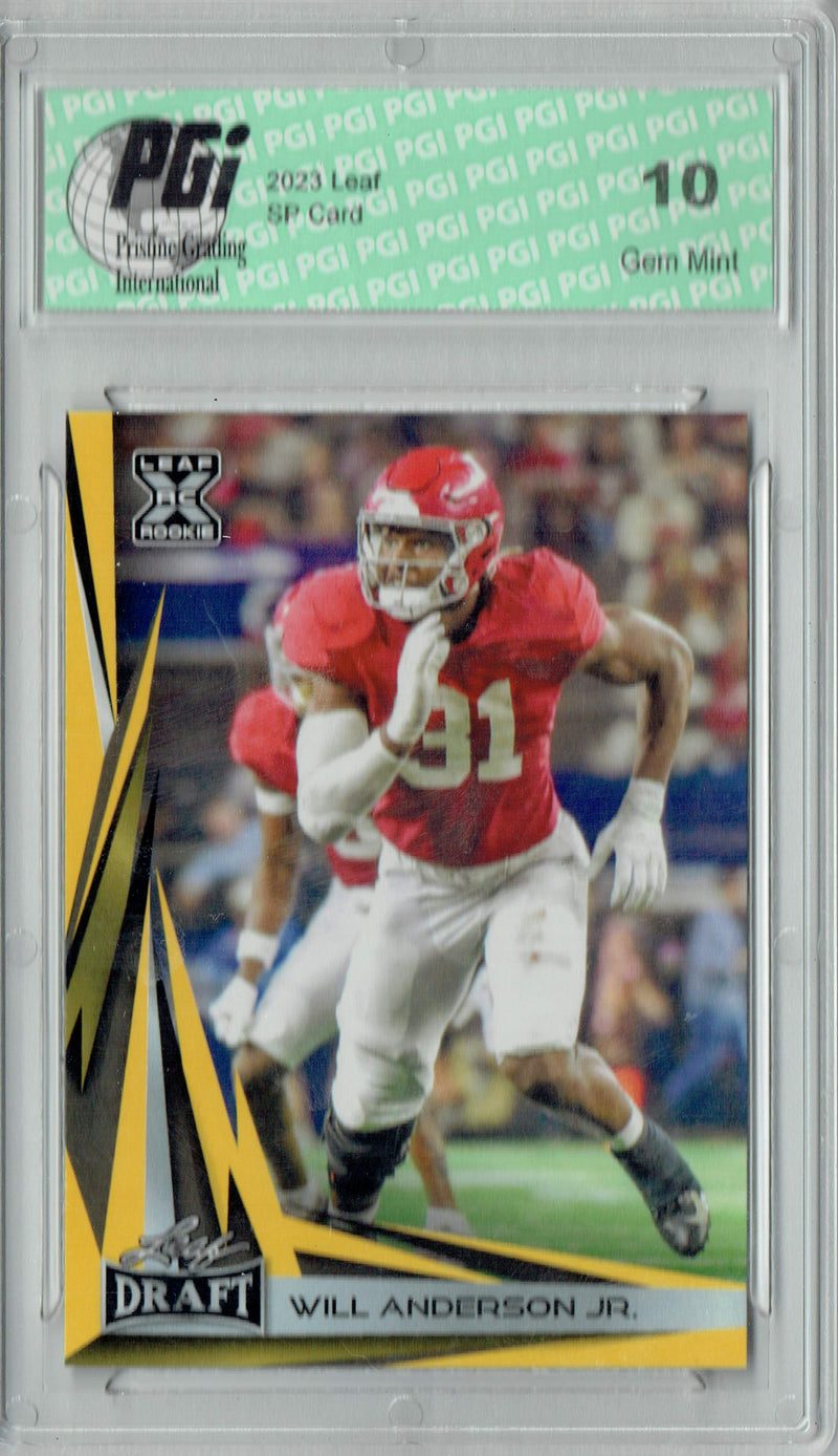 Will Anderson Jr. Rookie Card PGI 10 Gem Mint Football Trading Card 2023 Leaf Football #B2-10 Gold Special Edtn.