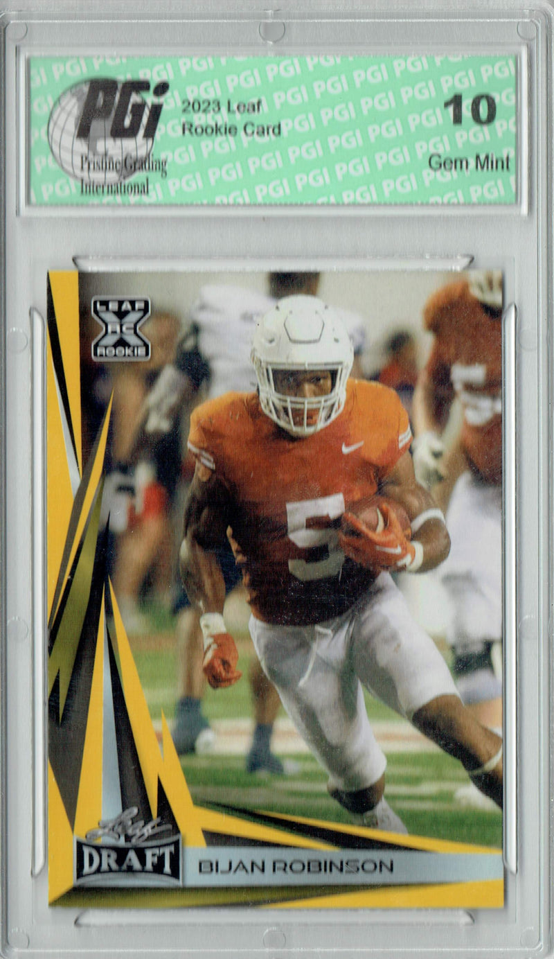 Bijan Robinson 2023 Leaf Football #B2-6 Gold Special Edition Rookie Card PGI 10