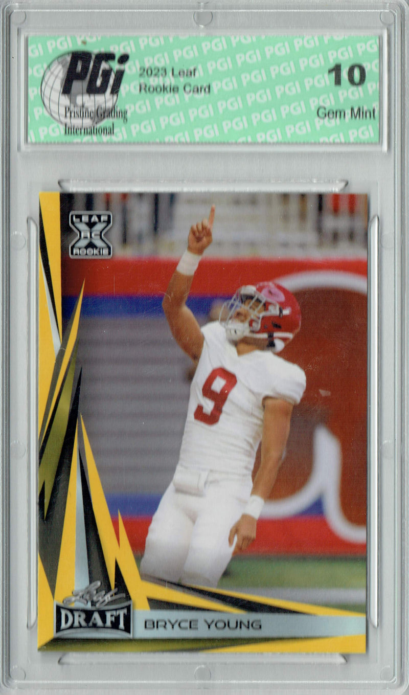 Bryce Young Rookie Card Carolina PGI 10 Gem Mint Football Trading Card 2023 Leaf Football #B2-5 Gold SP Special Edition