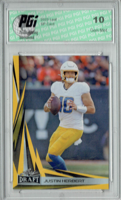 Justin Herbert 2023 Leaf Football #B2-3 Gold Special Edition Trading Card PGI 10