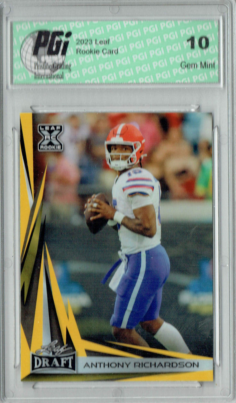 Anthony Richardson Rookie Card Indianapolis PGI 10 Gem Mint Football Trading Card 2023 Leaf Football #B2-7 Green Special Edition
