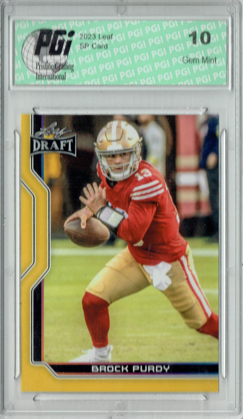 Brock Prdy Trading Card PGI 10 Gem Mint Football Card 2023 Leaf Football #B1-1 Gold SP Special Edition