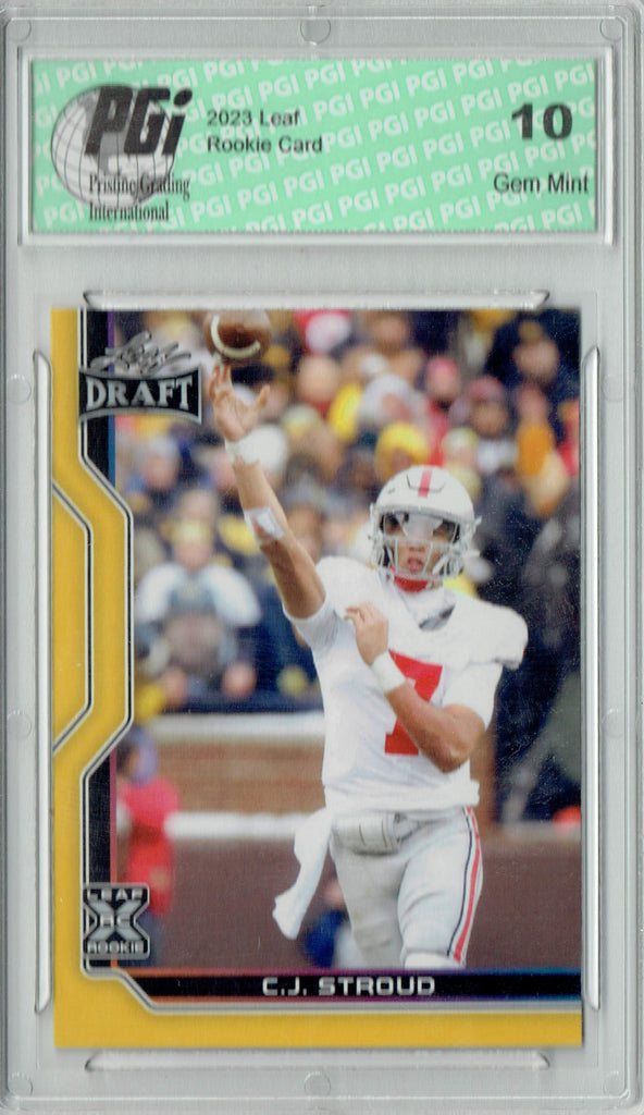 where can i get a pokemon card graded C.J. Stroud 2023 Leaf Football #B1-6 Gold SP Special Edition Rookie Ca — Rookie  Cards