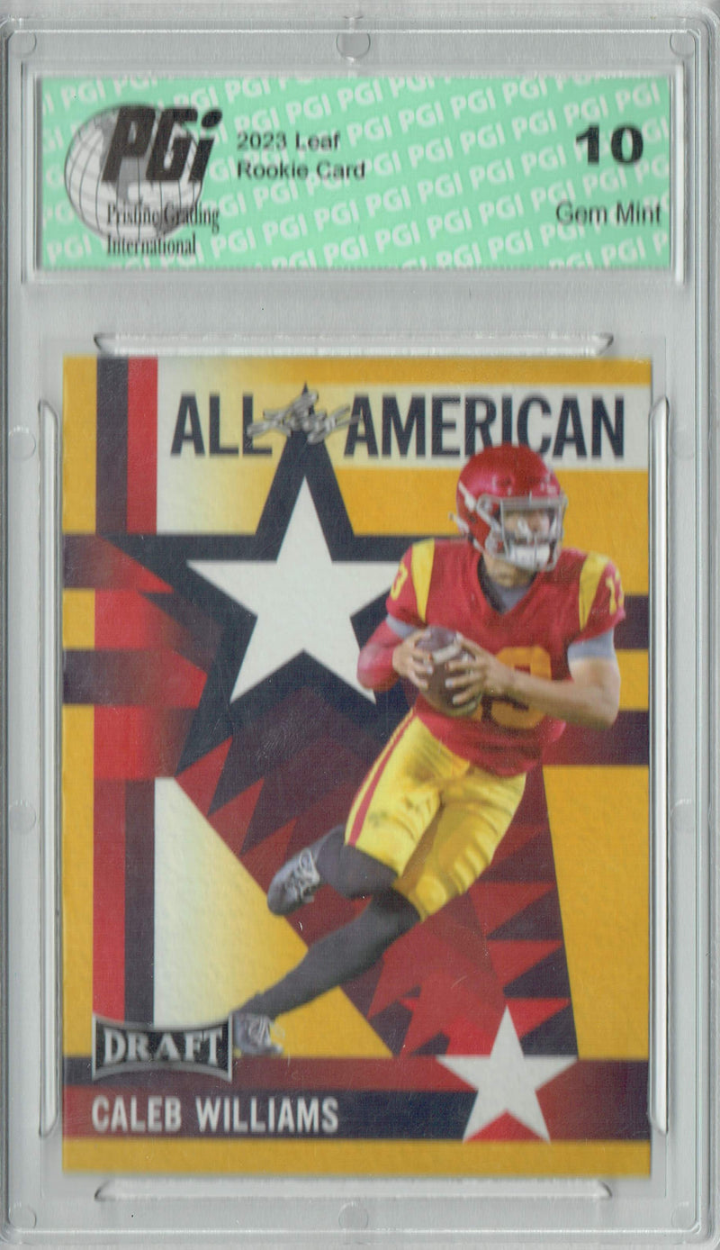 Caleb Williams Rookie Card USC / Chicago PGI 10 Gem Mint Football Trading Card 2023 Leaf Football #11 Gold SP First Overall