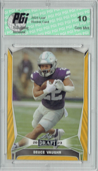 Deuce Vaughn 2023 Leaf Football #21 Gold Short Print Rookie Card PGI 10