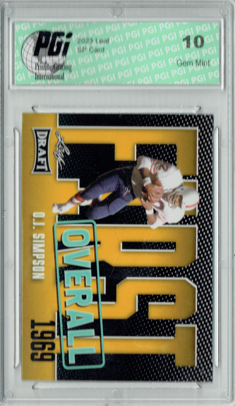 O.J. Simpson Trading Card PGI 10 Gem Mint Football Card 2023 Leaf Football #1 Gold SP First Overall