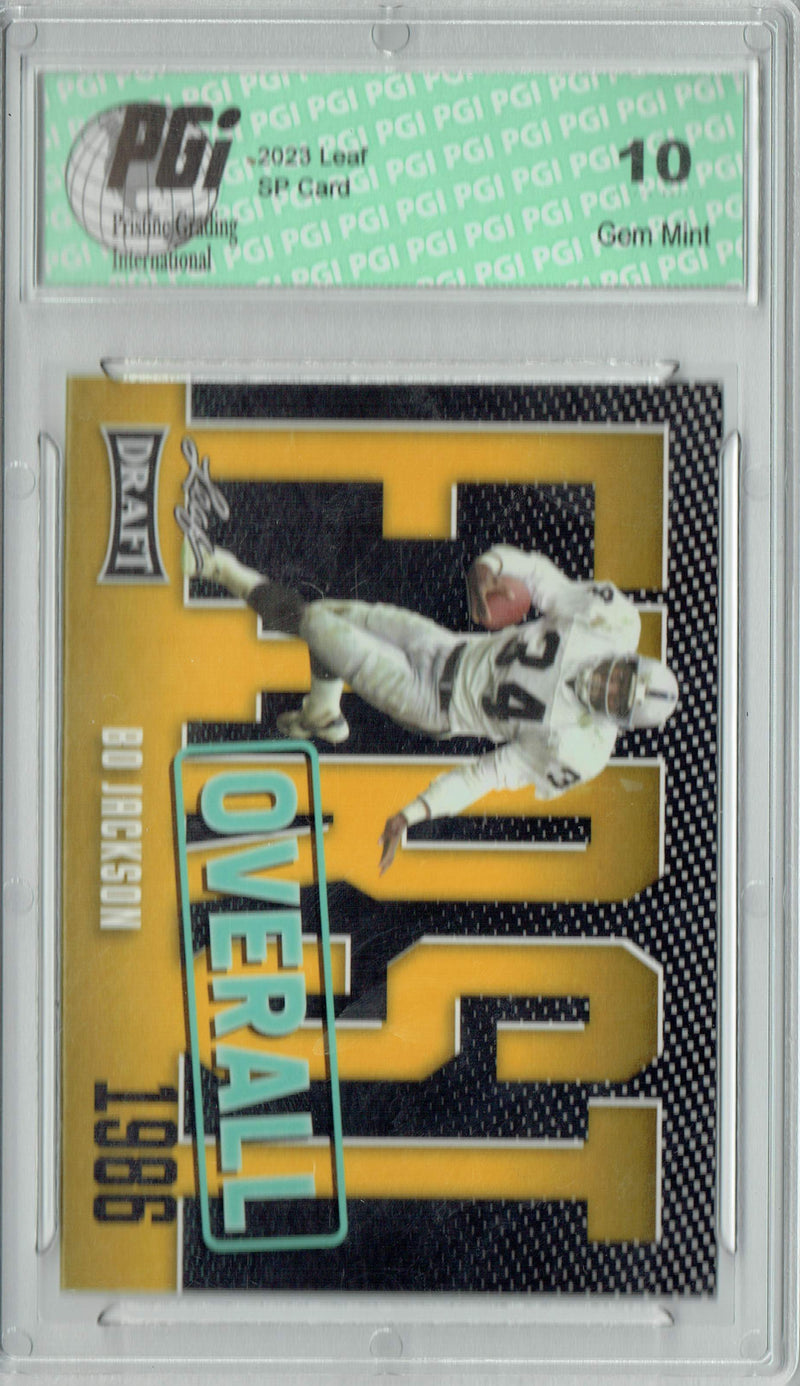 Bo Jackson Trading Card PGI 10 Gem Mint Football Card 2023 Leaf Football #6 Gold SP First Overall