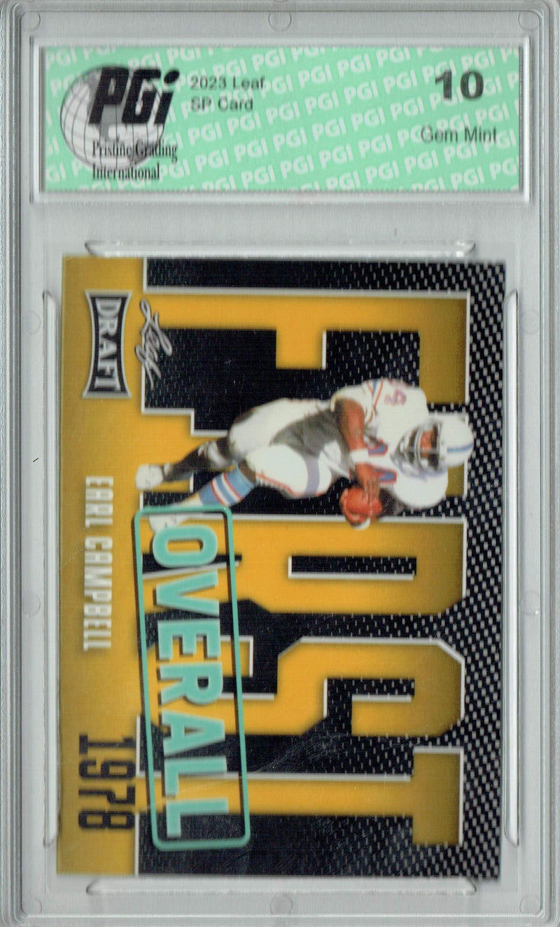 Earl Campbell Trading Card PGI 10 Gem Mint Football Card 2023 Leaf Football #3 Gold SP First Overall
