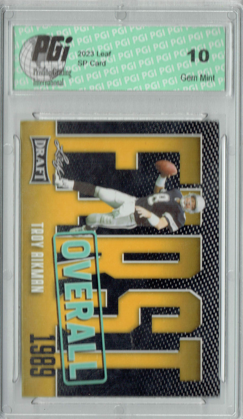 Troy Aikman Trading Card PGI 10 Gem Mint Football Card 2023 Leaf Football #7 Gold SP First Overall