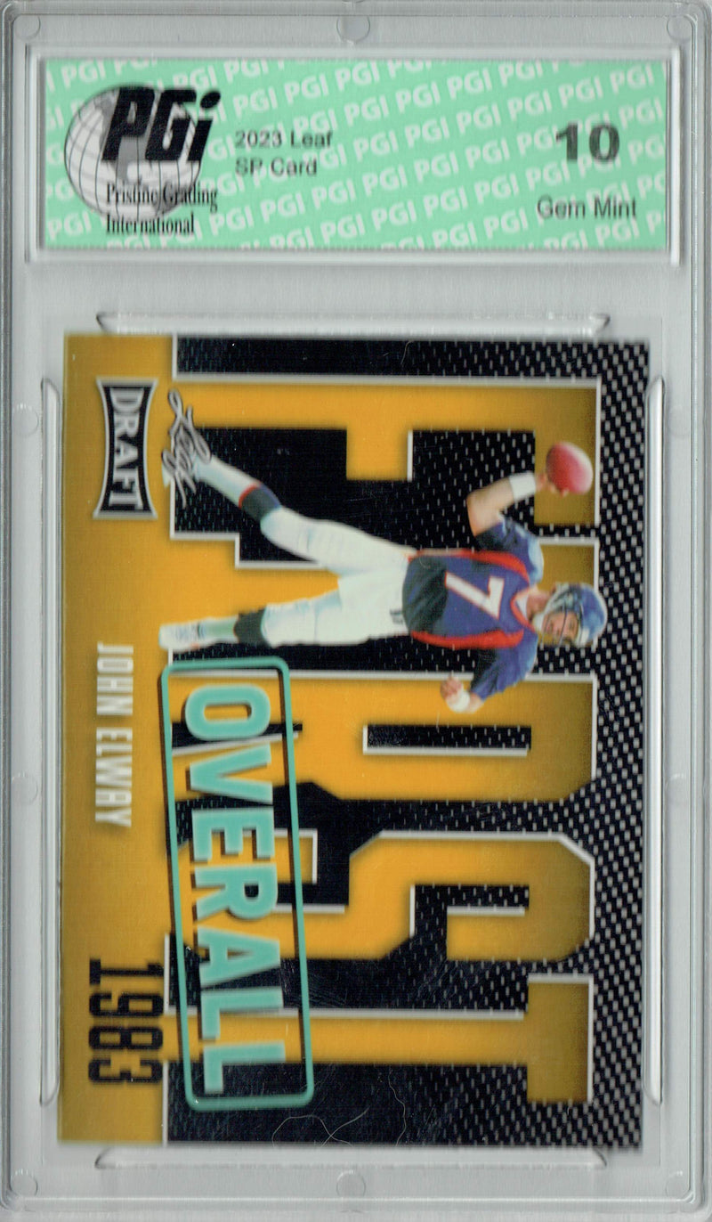 John Elway Trading Card PGI 10 Gem Mint Football Card 2023 Leaf Football #4 Gold SP First Overall