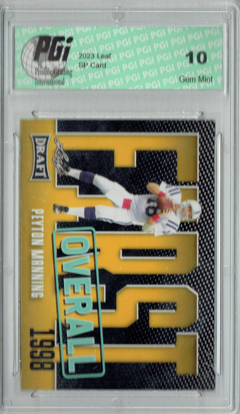 Peyton Manning Trading Card PGI 10 Gem Mint Football Card 2023 Leaf Football #8 Gold SP First Overall