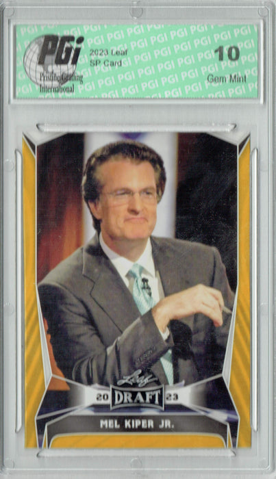 Mel Kiper Jr. 2023 Leaf Football #25 Gold SP Fantasy Trading Card PGI 10