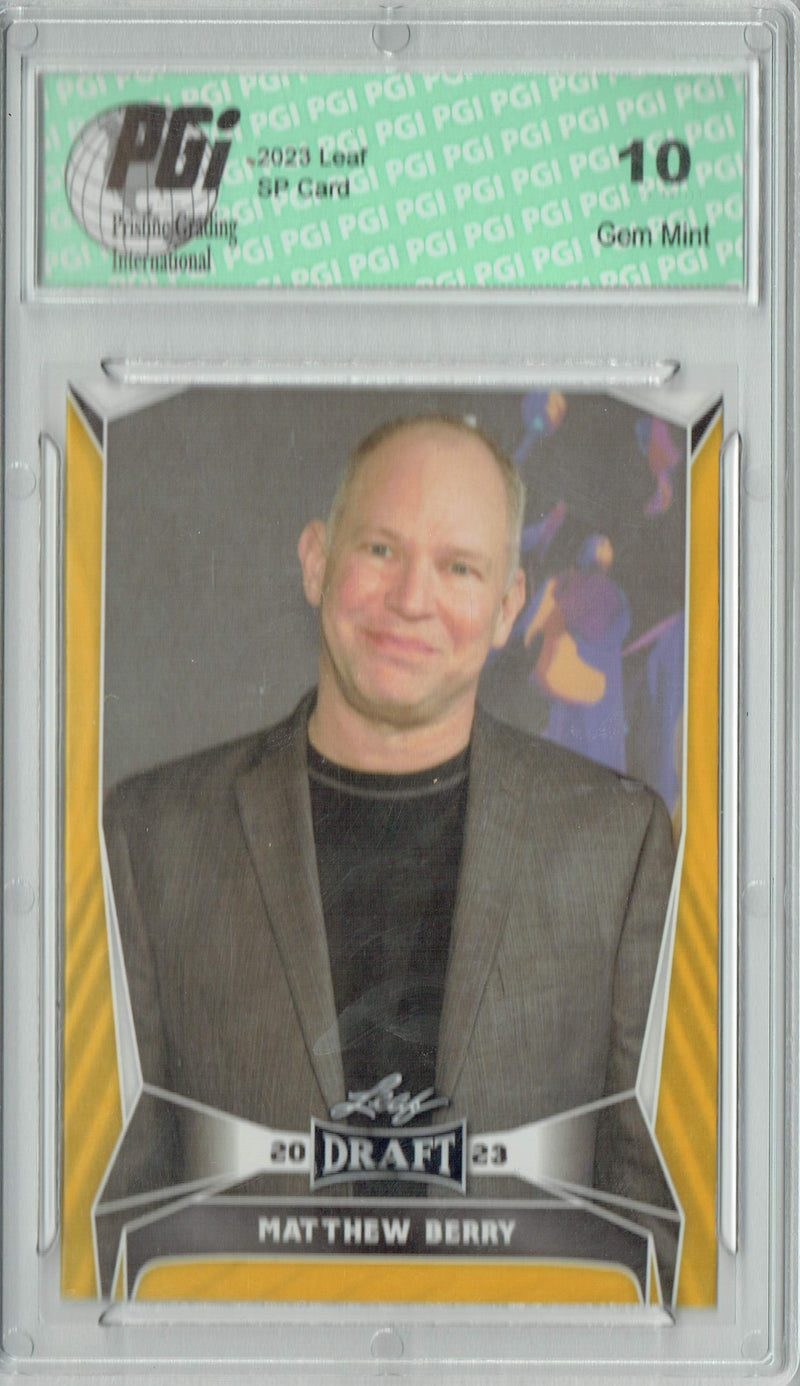 Matthew Berry Trading Card PGI 10 Gem Mint Football Card 2023 Leaf Football #24 Gold SP Fantasy