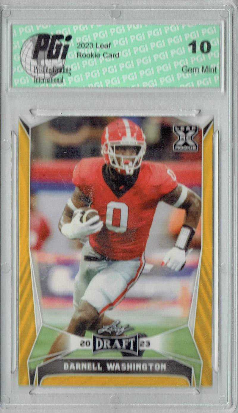 Darnell Washington Rookie Card PGI 10 Gem Mint Football Trading Card 2023 Leaf Football #45 Gold SP