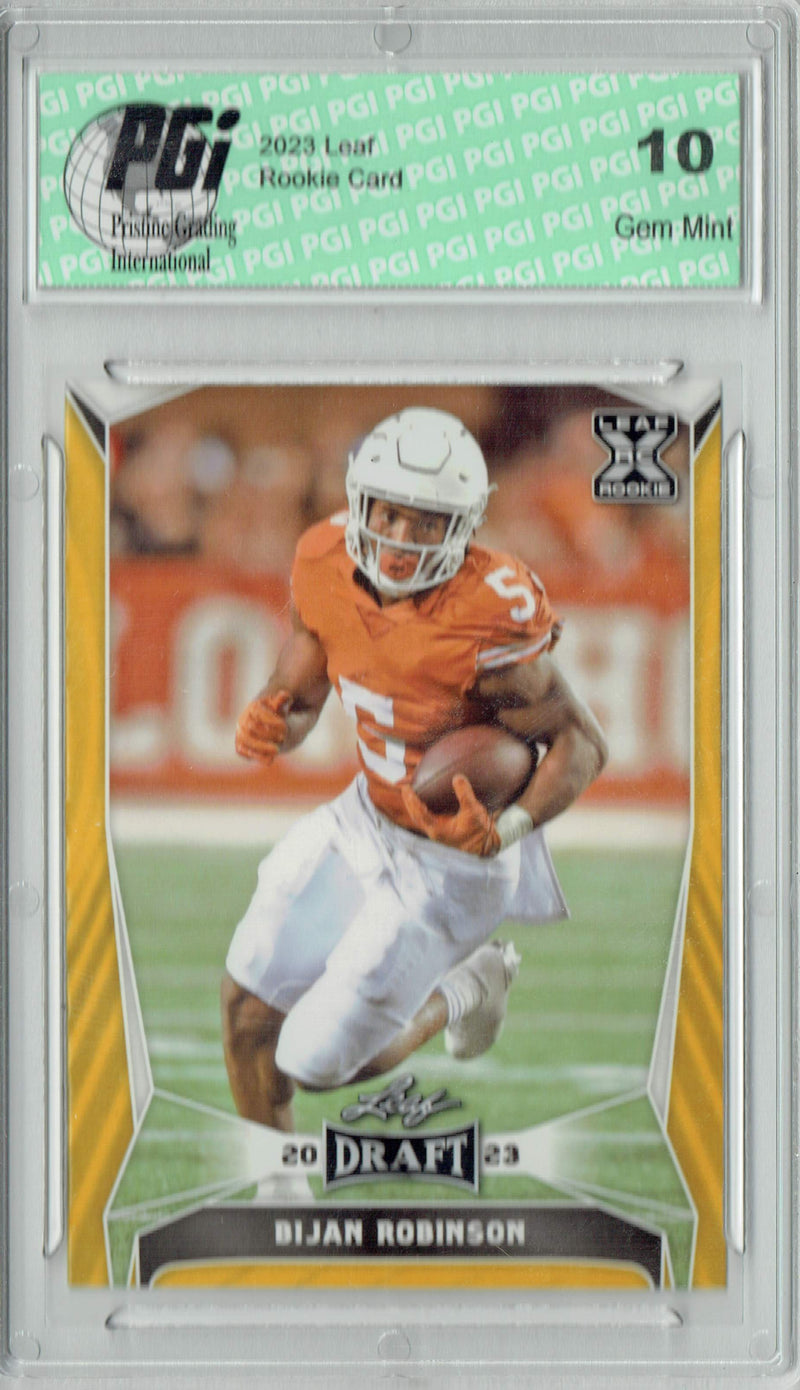 Bijan Robinson 2023 Leaf Football #41 Gold SP Texas Rookie Card PGI 10