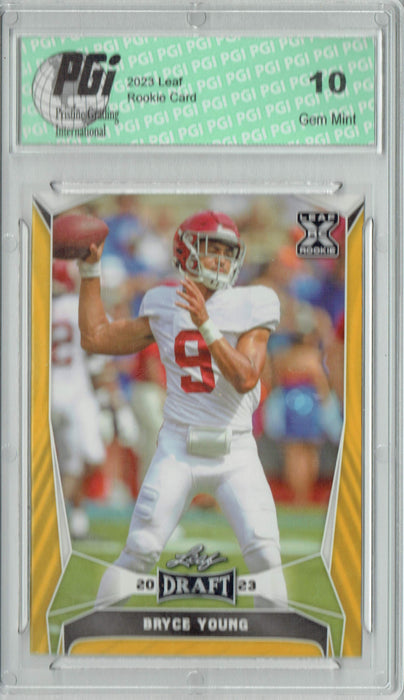 Bryce Young 2023 Leaf Football #42 Gold SP Alabama Rookie Card PGI 10