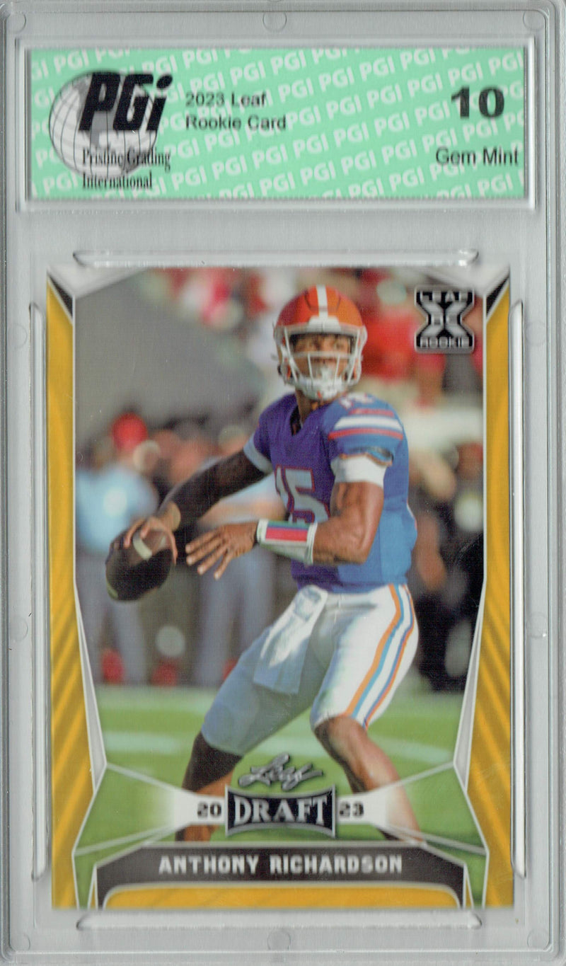 Anthony Richardson Rookie Card Indianapolis PGI 10 Gem Mint Football Trading Card 2023 Leaf Football #40 Gold SP Florida