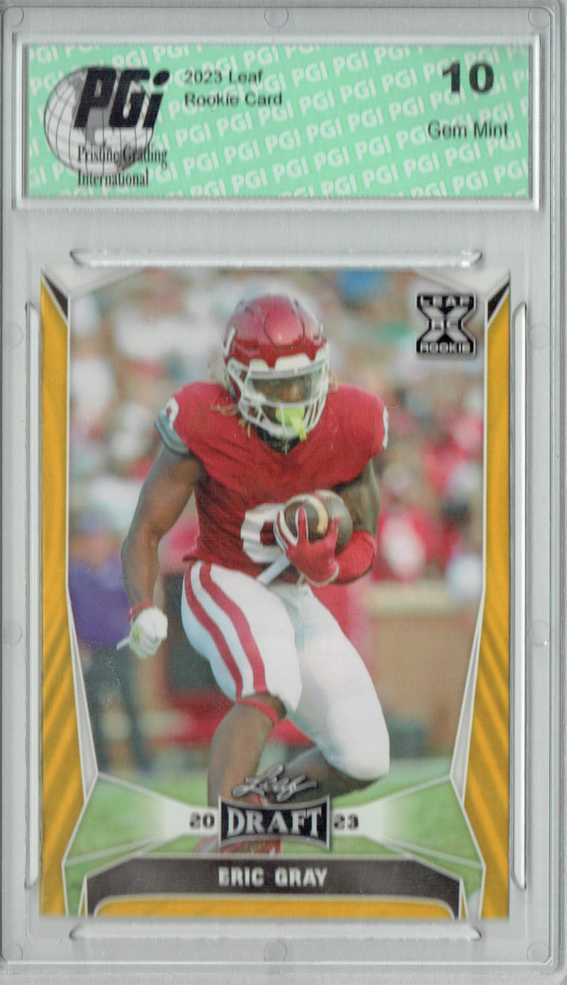 Eric Gray Rookie Card PGI 10 Gem Mint Football Trading Card 2023 Leaf Football #47 Gold SP