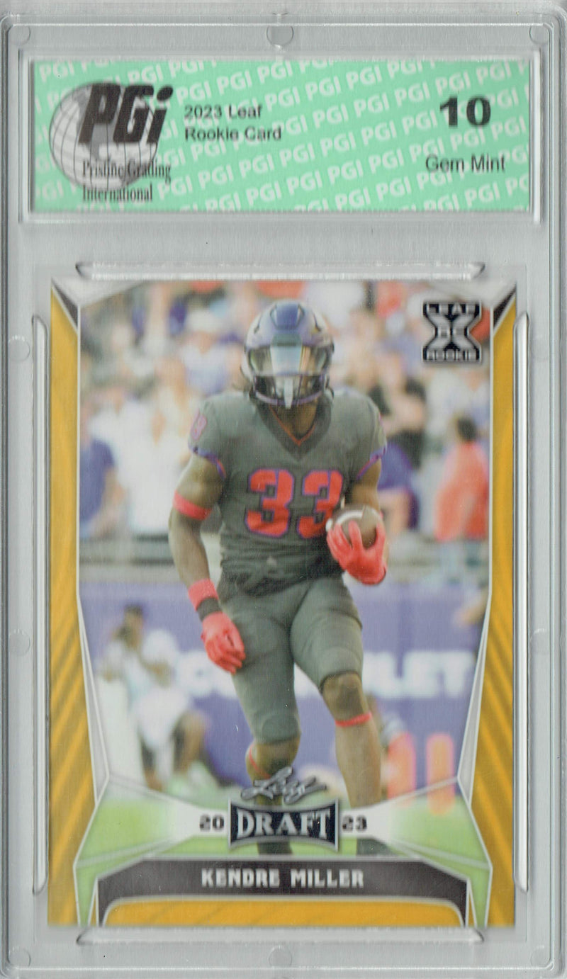 Kendre Miller 2023 Leaf Football #58 Gold SP Rookie Card PGI 10