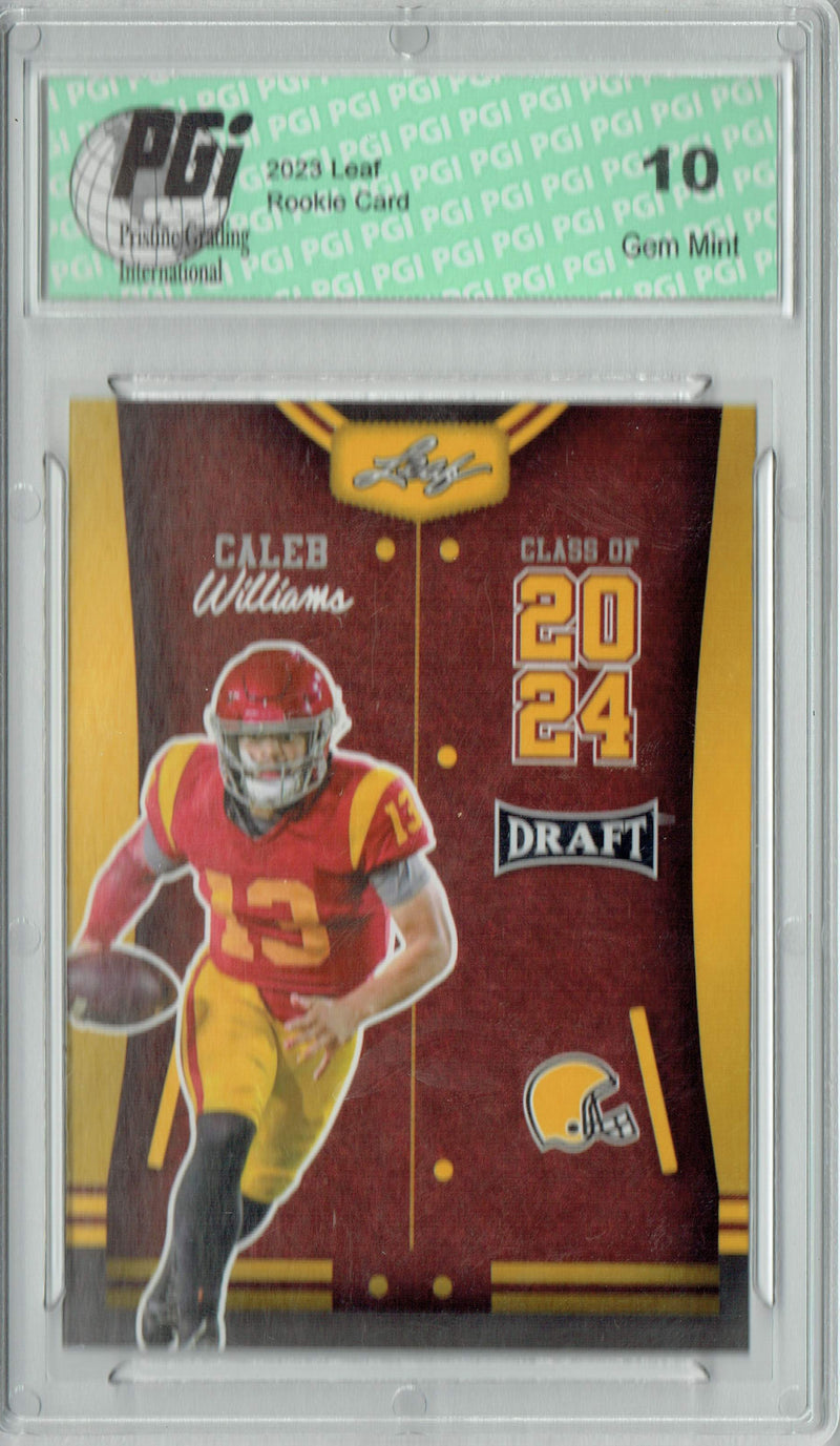 Caleb Williams Rookie Card USC / Chicago PGI 10 Gem Mint Football Trading Card 2023 Leaf Football #77 Gold SP Class of 2025