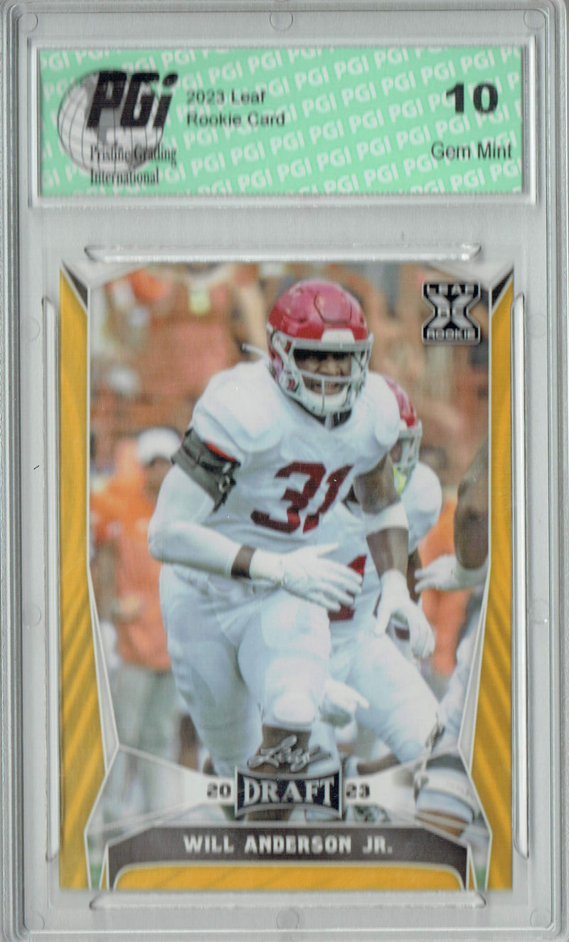 Will Anderson Jr. Rookie Card PGI 10 Gem Mint Football Trading Card 2023 Leaf Football #73 Gold SP