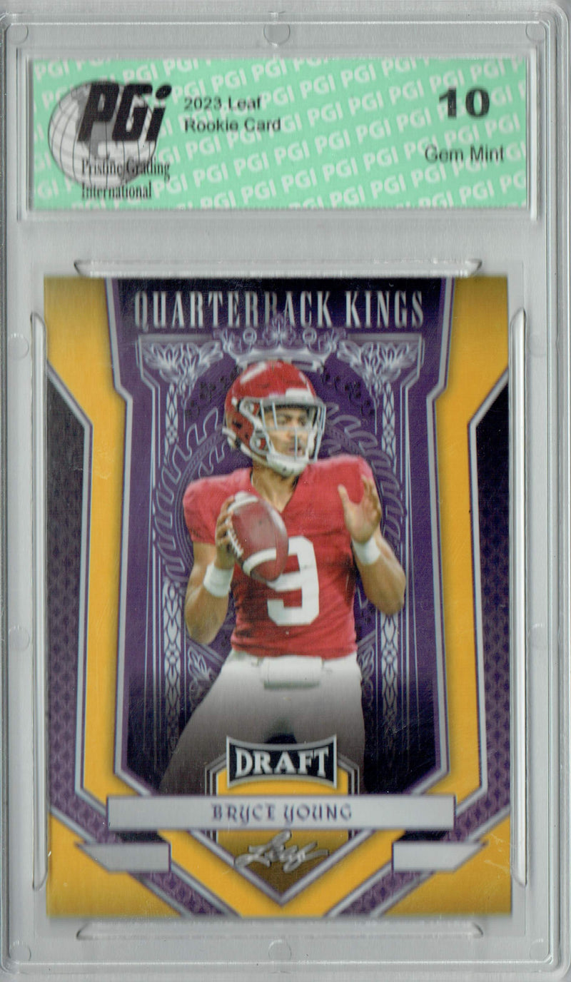 Bryce Young Rookie Card Carolina PGI 10 Gem Mint Football Trading Card 2023 Leaf Football #89 Gold Quarterback Kings