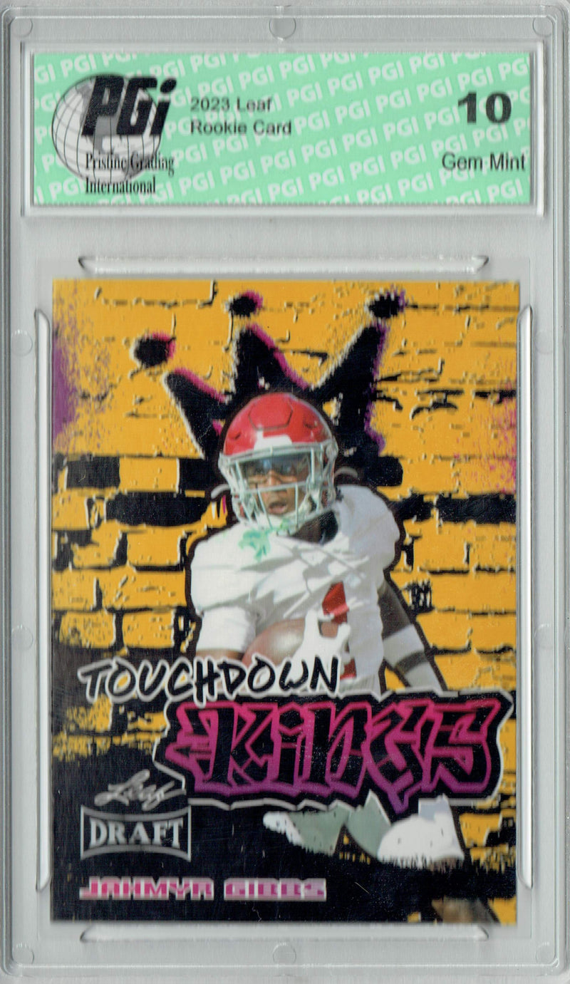 Jahmyr Gibbs 2023 Leaf Football #96 Gold SP Touchdown Kings Rookie Card PGI 10