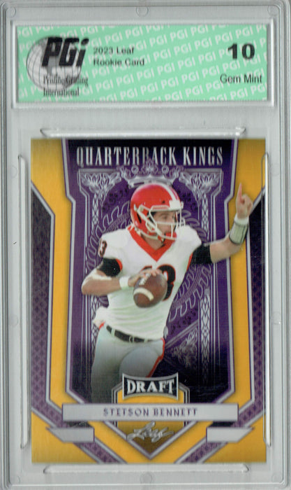 Stetson Bennett 2023 Leaf Football #93 Gold Quarterback Kings Rookie Card PGI 10