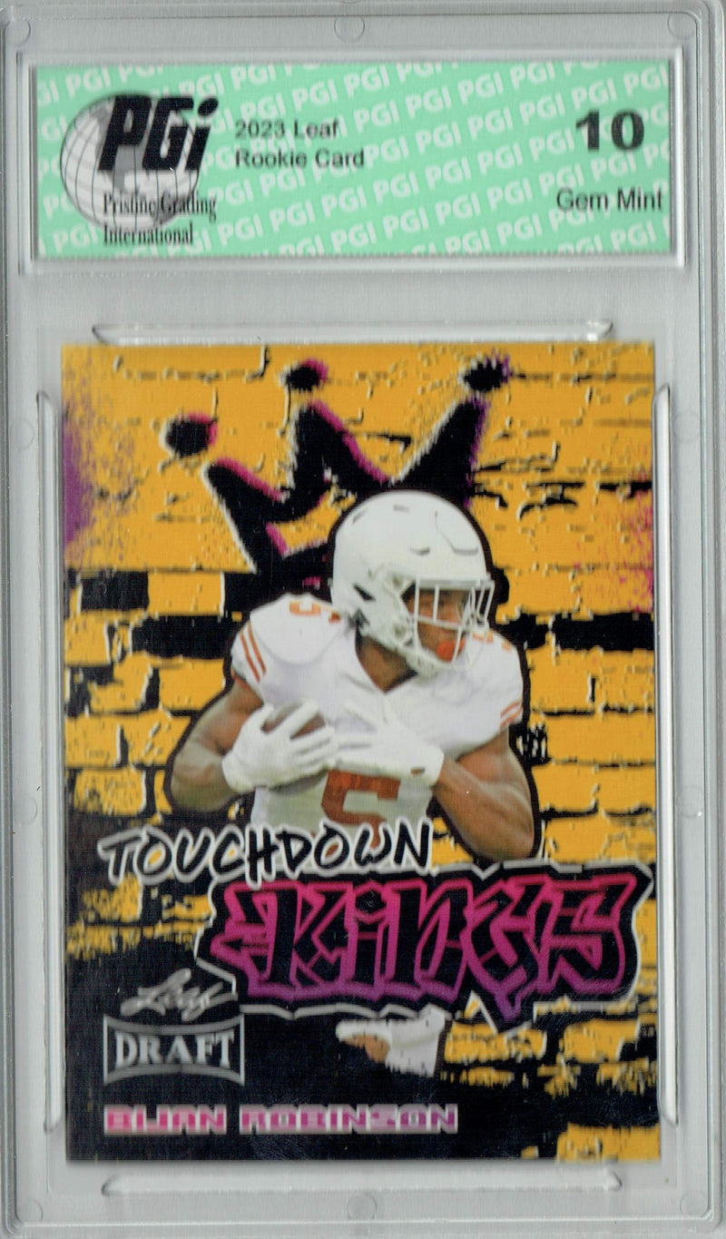 Bijan Robinson 2023 Leaf Football #95 Gold SP  Rookie Card PGI 10