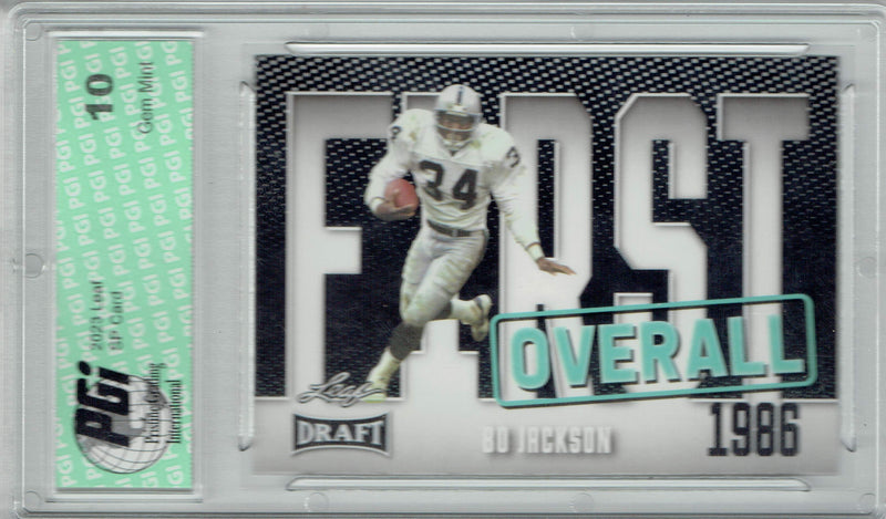 Bo Jackson Trading Card PGI 10 Gem Mint Football Card 2023 Leaf Football #6 First Overall