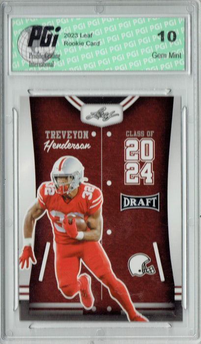 TreVeyon Henderson 2023 Leaf Football #81 Class of 2024 Rookie Card PGI 10