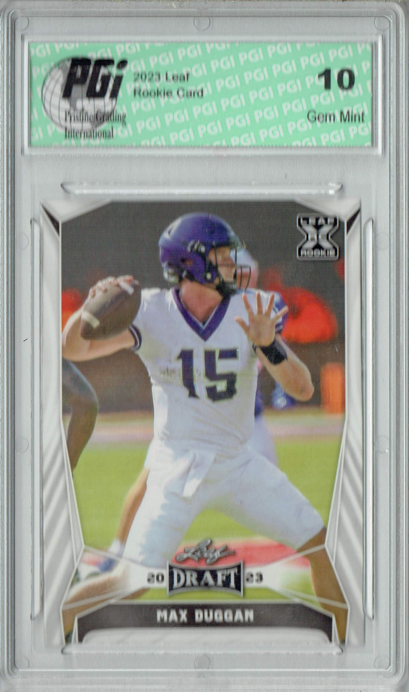Max Duggan Rookie Card PGI 10 Gem Mint Football Trading Card 2023 Leaf Football #61