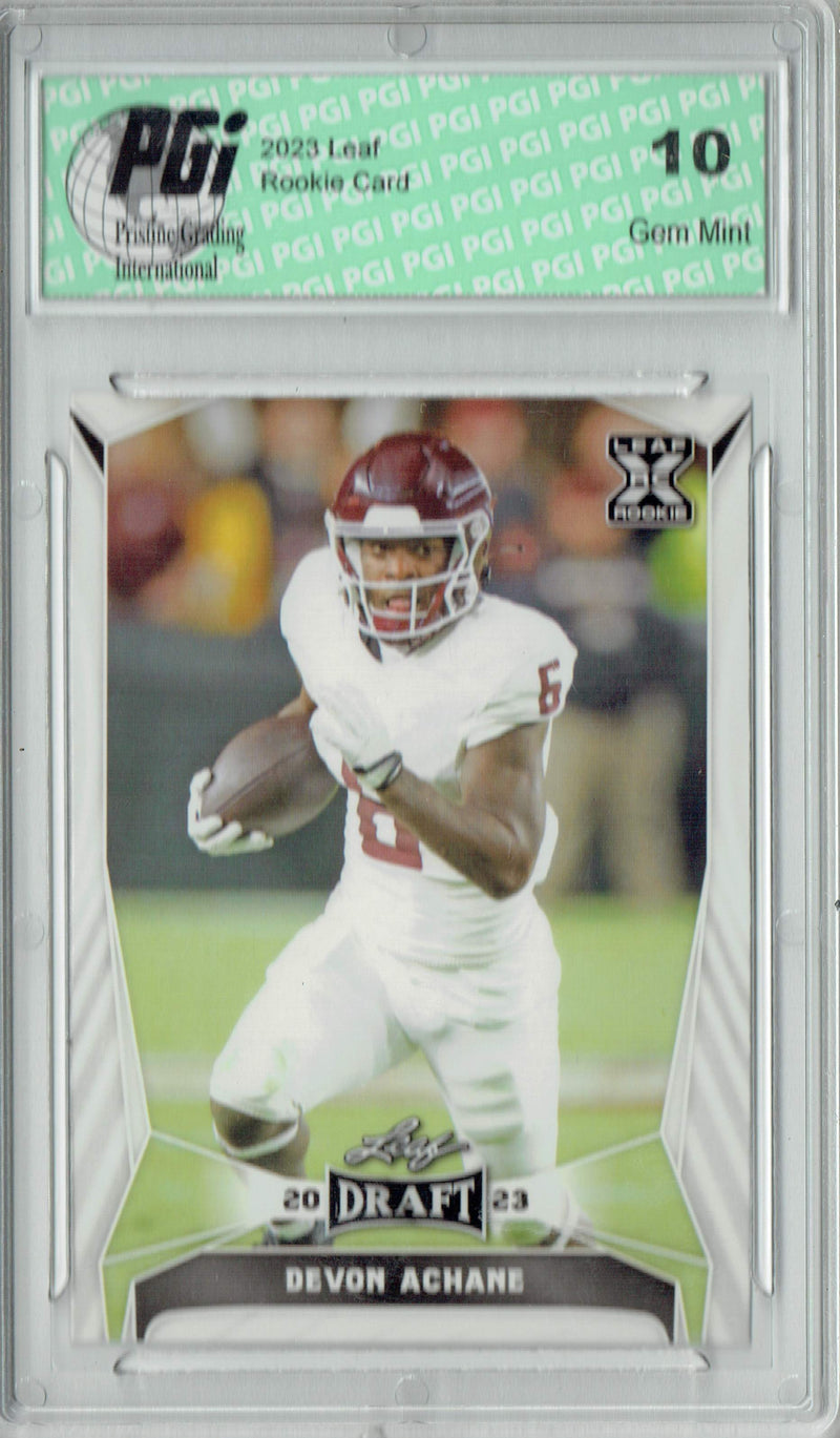 Devon Achane Rookie Card PGI 10 Gem Mint Football Trading Card 2023 Leaf Football #46