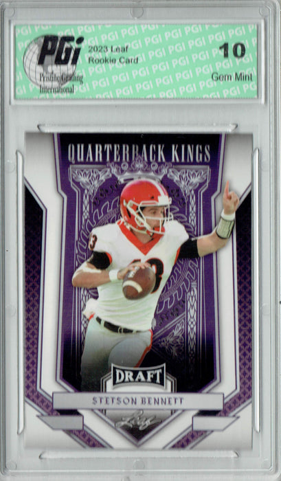 Stetson Bennett 2023 Leaf Football #93 Quarterback Kings Rookie Card PGI 10