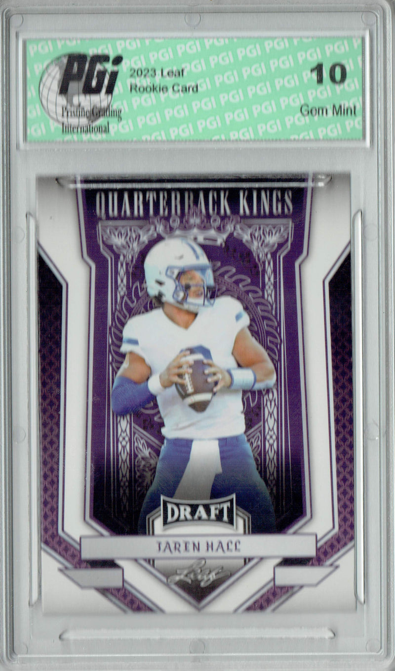 Jaren Hall Rookie Card PGI 10 Gem Mint Football Trading Card 2023 Leaf Football #92 Quarterback Kings